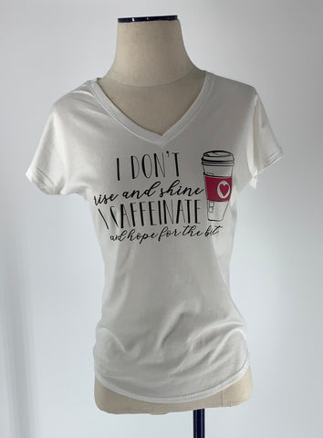 I Caffeinate Ladies V-Neck T-Shirt