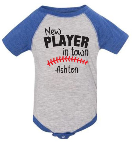 New Player in Town Baseball Jersey Bodysuit