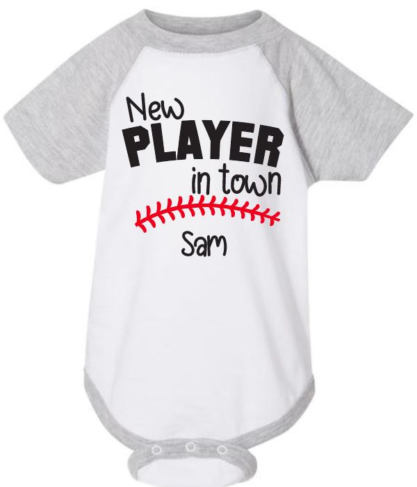 New Player in Town Baseball Jersey Bodysuit